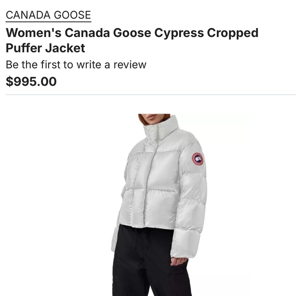 Canada Goose Metallic Gray Cropped Puffer Jacket